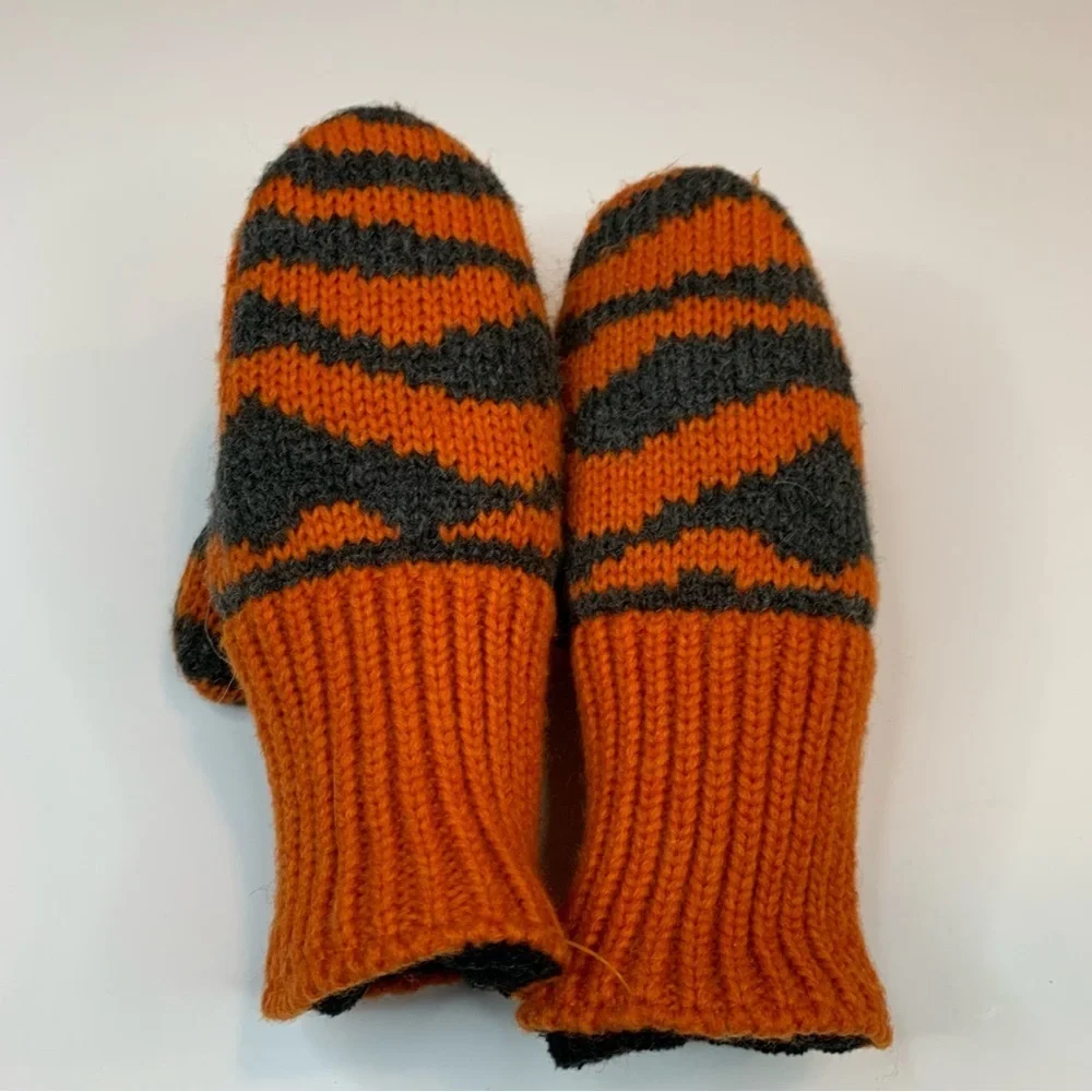 Kyber Outerwear Orange Tiger Wool Mittens